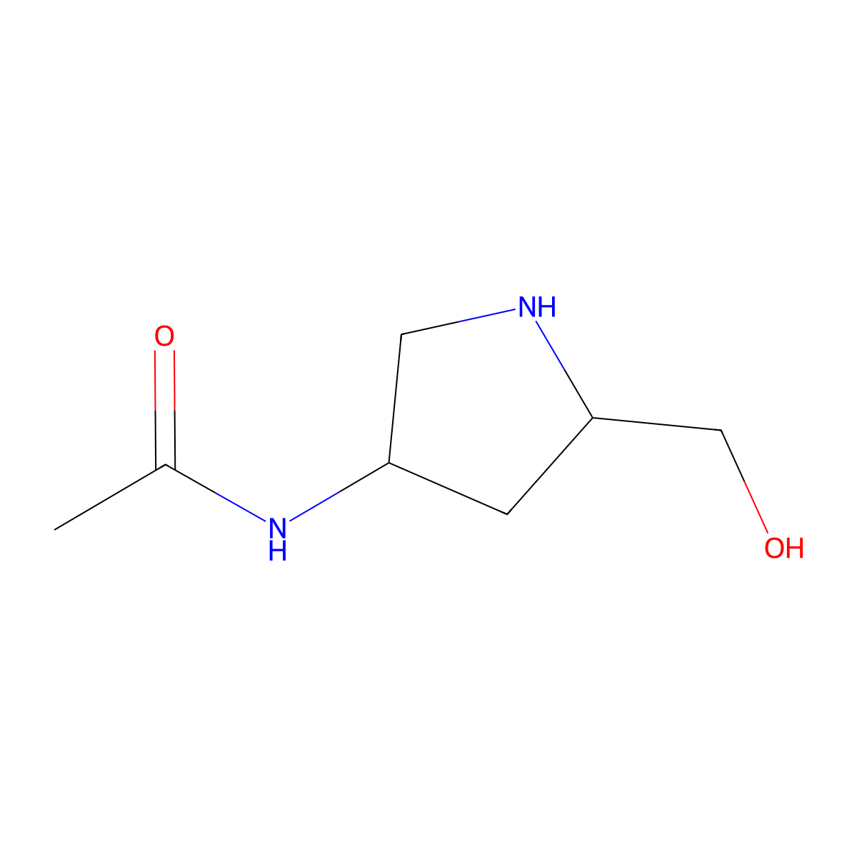 N-[(3R,5R)-5-(hydroxymethyl)pyrrolidin-3-yl]acetamide molecular structure, CAS 2763886-72-0