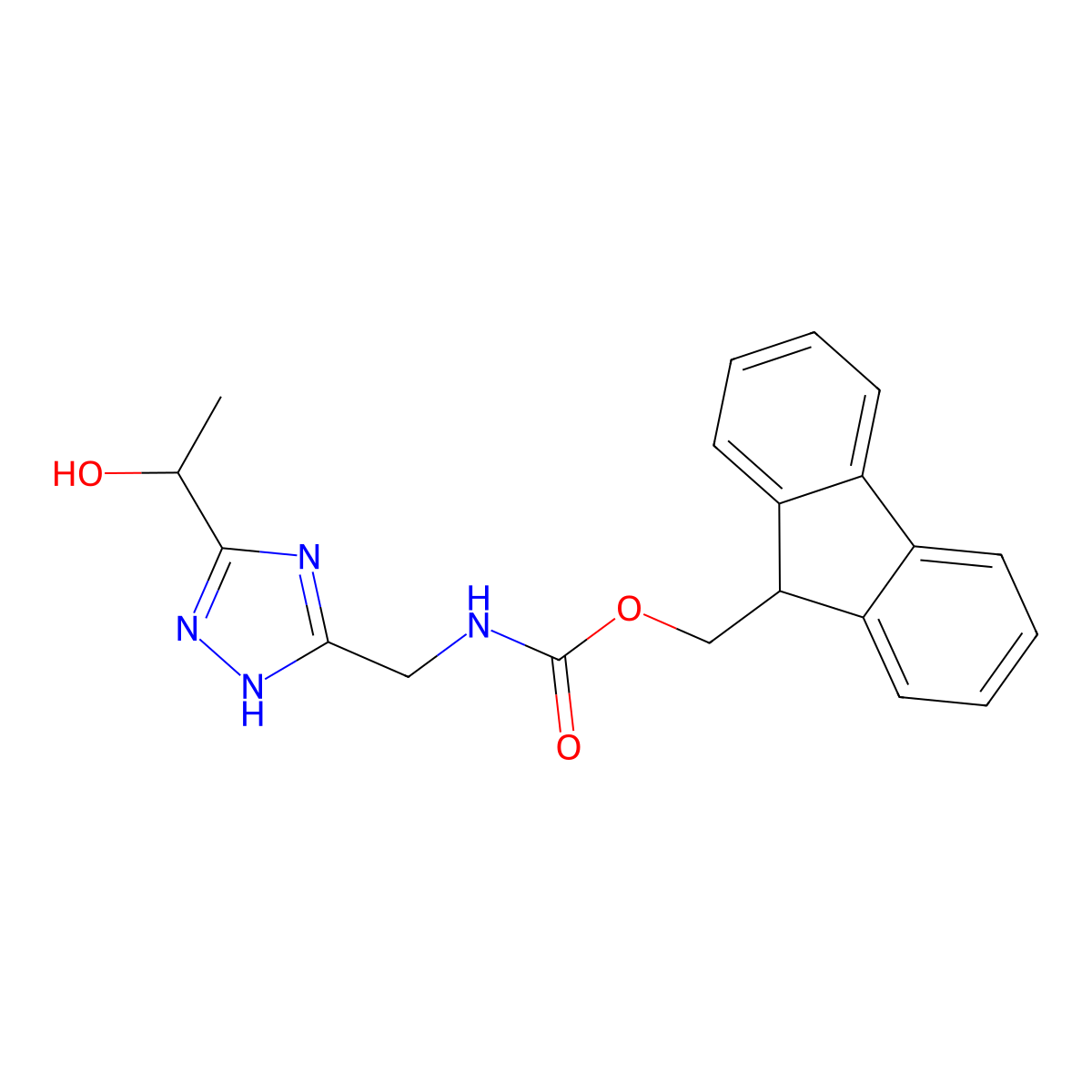 (9H-fluoren-9-yl)methyl N-({3-[(1S)-1-hydroxyethyl]-1H-1,2,4-triazol-5-yl}methyl)carbamate molecular structure, CAS 2763886-75-3