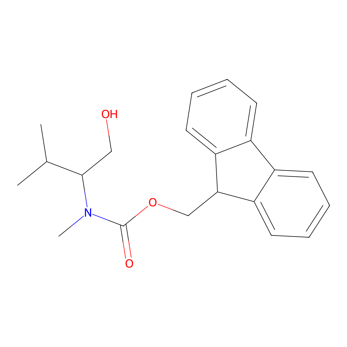 (9H-fluoren-9-yl)methyl N-[(2R)-1-hydroxy-3-methylbutan-2-yl]-N-methylcarbamate molecular structure, CAS 2763886-80-0