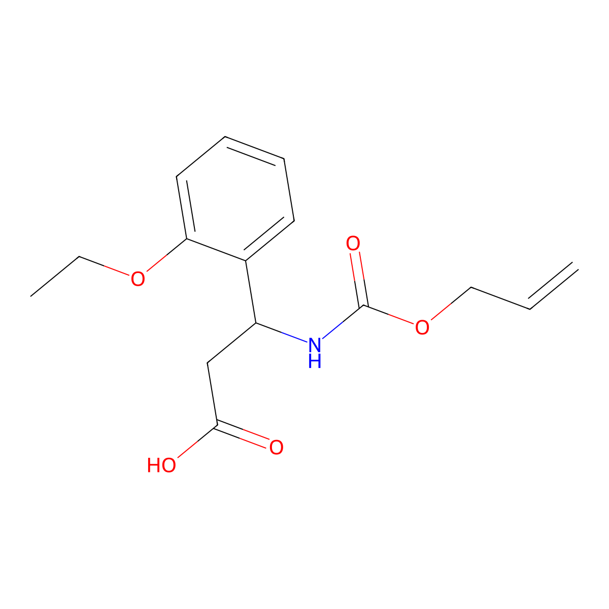 (3S)-3-(2-ethoxyphenyl)-3-{[(prop-2-en-1-yloxy)carbonyl]amino}propanoic acid molecular structure, CAS 2763886-82-2