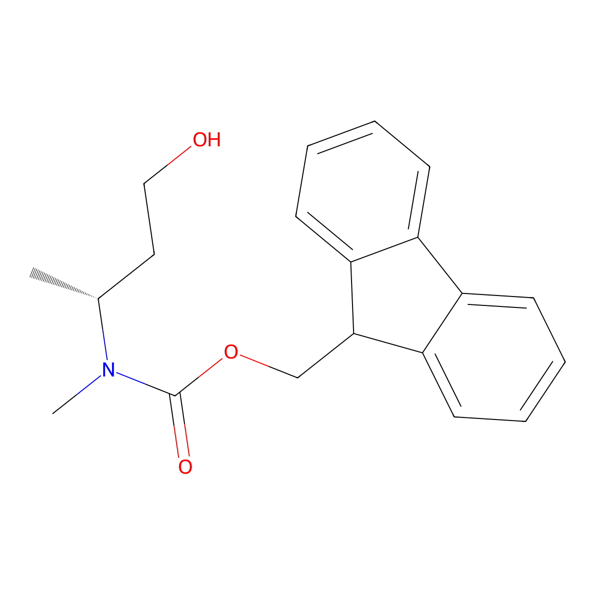 (9H-fluoren-9-yl)methyl N-[(2R)-4-hydroxybutan-2-yl]-N-methylcarbamate molecular structure, CAS 2763887-01-8