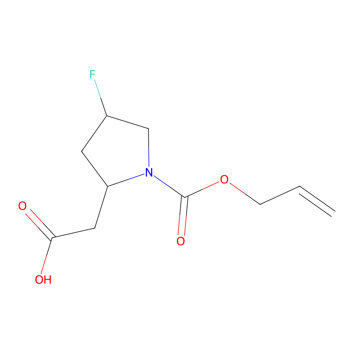 2-[(2S,4S)-4-fluoro-1-[(prop-2-en-1-yloxy)carbonyl]pyrrolidin-2-yl]acetic acid molecular structure, CAS 2763887-10-9