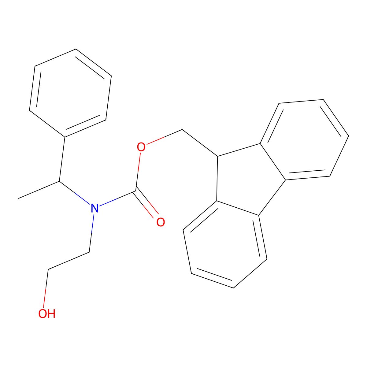 (9H-fluoren-9-yl)methyl N-(2-hydroxyethyl)-N-[(1R)-1-phenylethyl]carbamate molecular structure, CAS 2763887-13-2