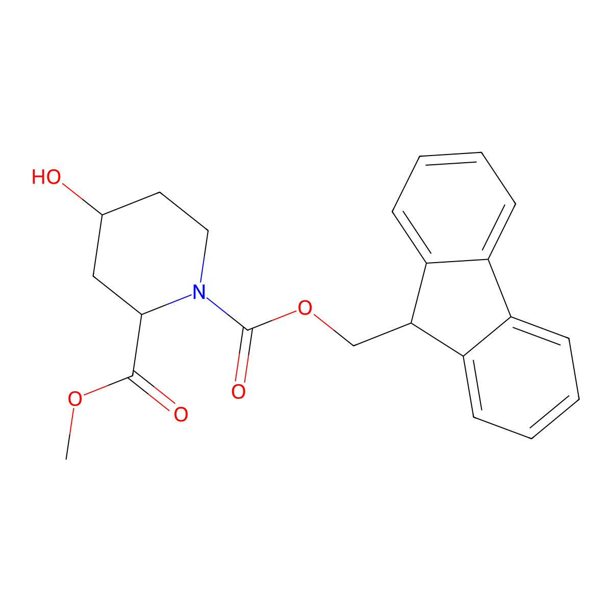 1-(9H-fluoren-9-yl)methyl 2-methyl (2S,4R)-4-hydroxypiperidine-1,2-dicarboxylate molecular structure, CAS 2763887-23-4