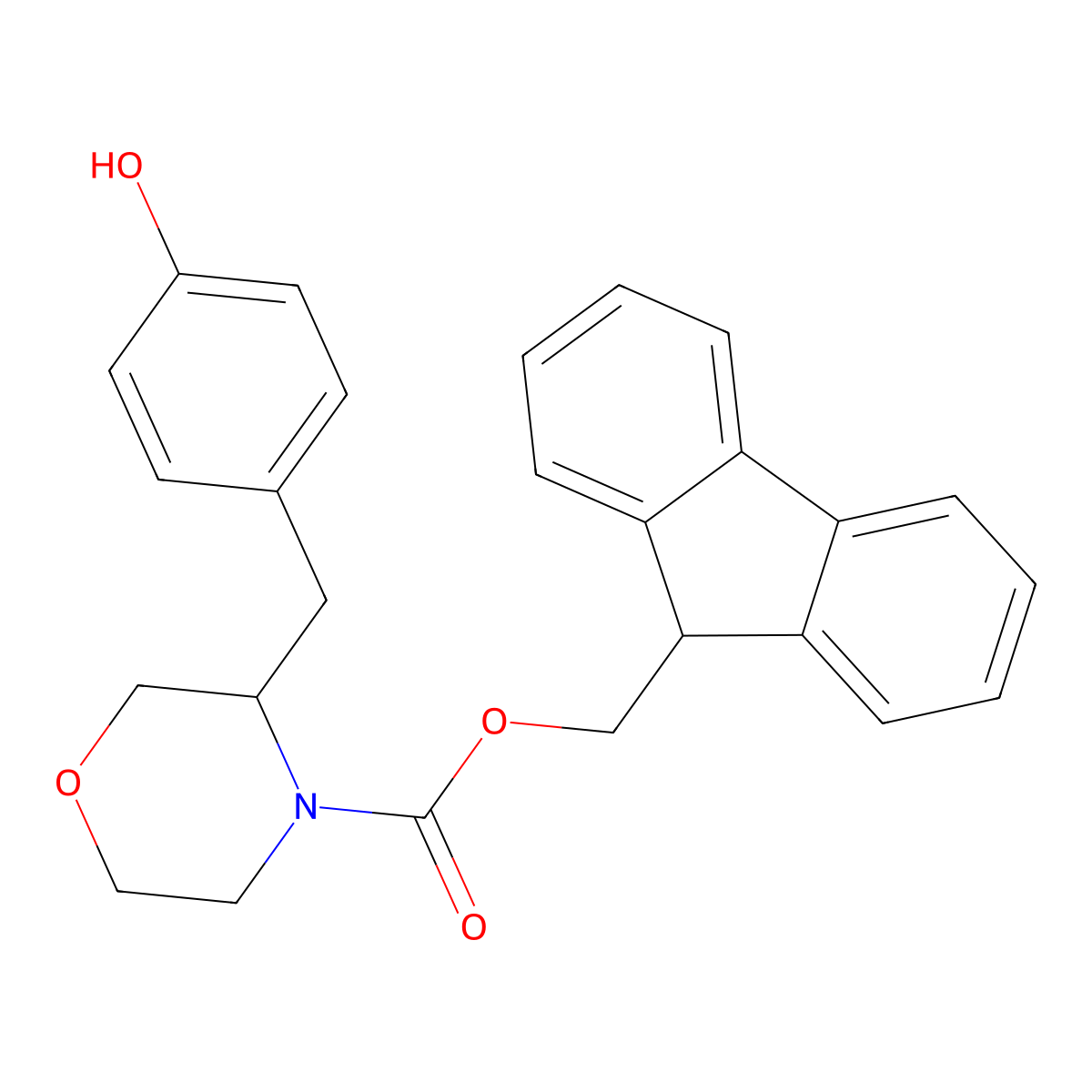 (9H-fluoren-9-yl)methyl (3R)-3-[(4-hydroxyphenyl)methyl]morpholine-4-carboxylate molecular structure, CAS 2763887-25-6