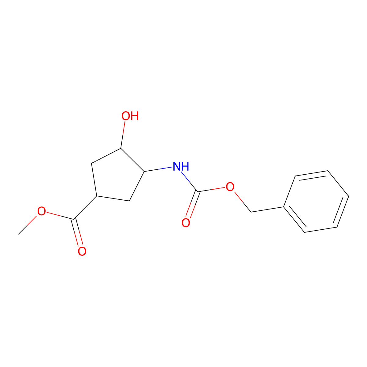 methyl (1S,3R,4S)-3-{[(benzyloxy)carbonyl]amino}-4-hydroxycyclopentane-1-carboxylate molecular structure, CAS 2763887-26-7