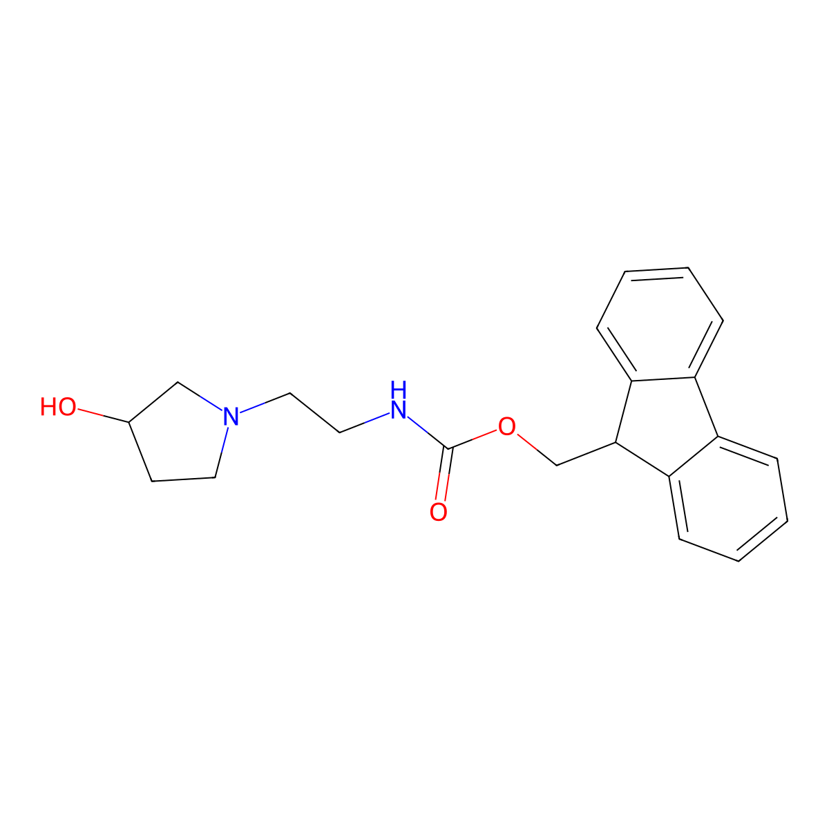 (9H-fluoren-9-yl)methyl N-{2-[(3R)-3-hydroxypyrrolidin-1-yl]ethyl}carbamate molecular structure, CAS 2763887-30-3