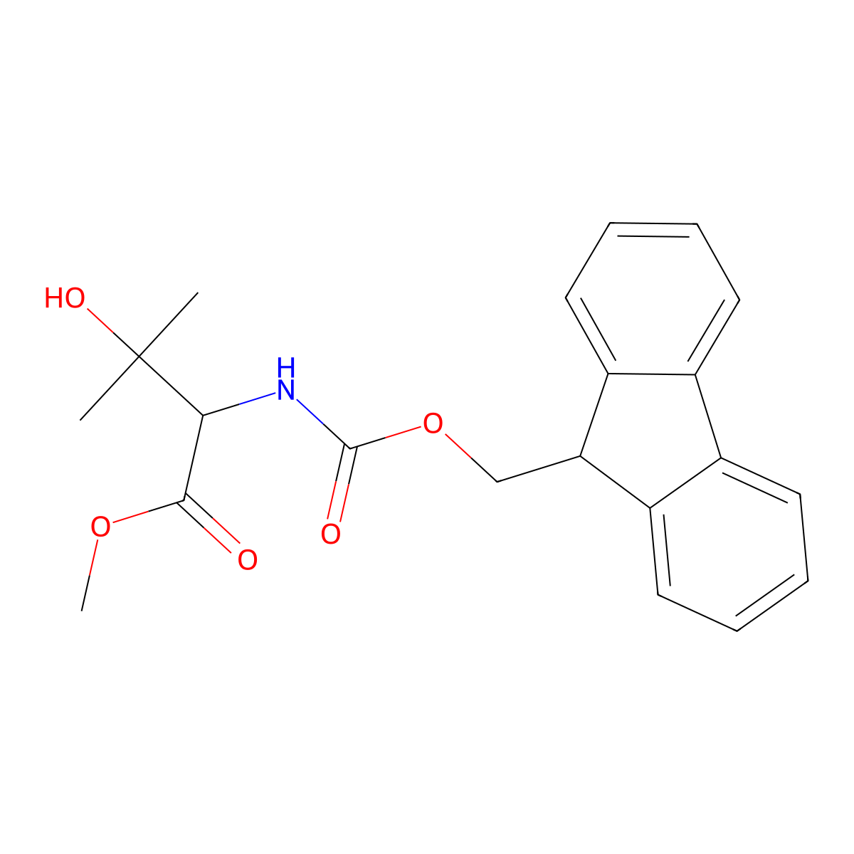 methyl (2S)-2-({[(9H-fluoren-9-yl)methoxy]carbonyl}amino)-3-hydroxy-3-methylbutanoate molecular structure, CAS 2763887-39-2