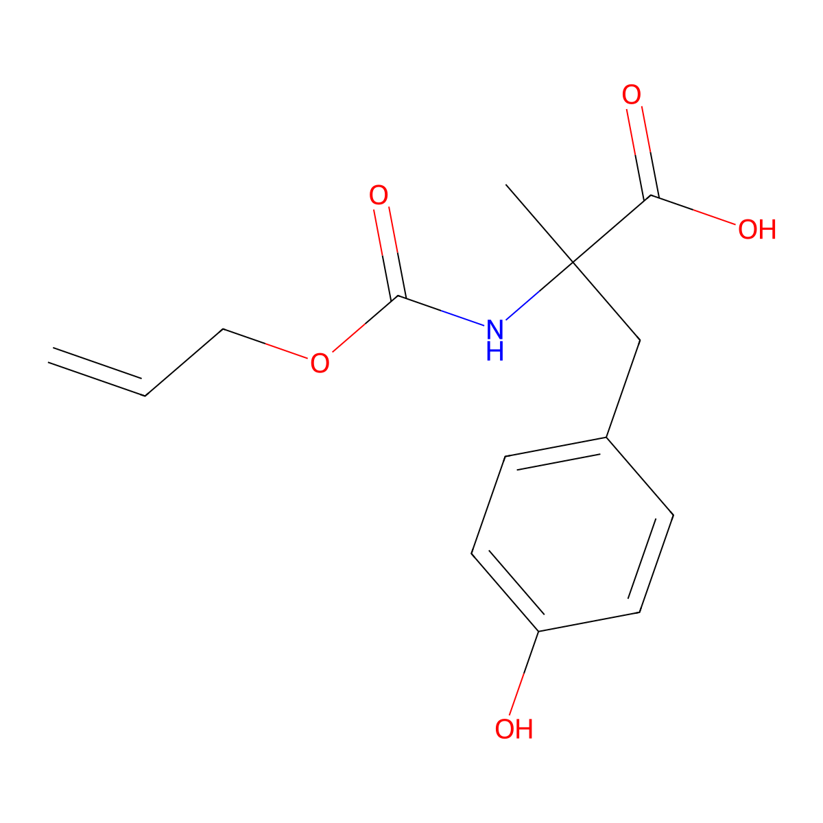 (2R)-3-(4-hydroxyphenyl)-2-methyl-2-{[(prop-2-en-1-yloxy)carbonyl]amino}propanoic acid molecular structure, CAS 2763887-51-8