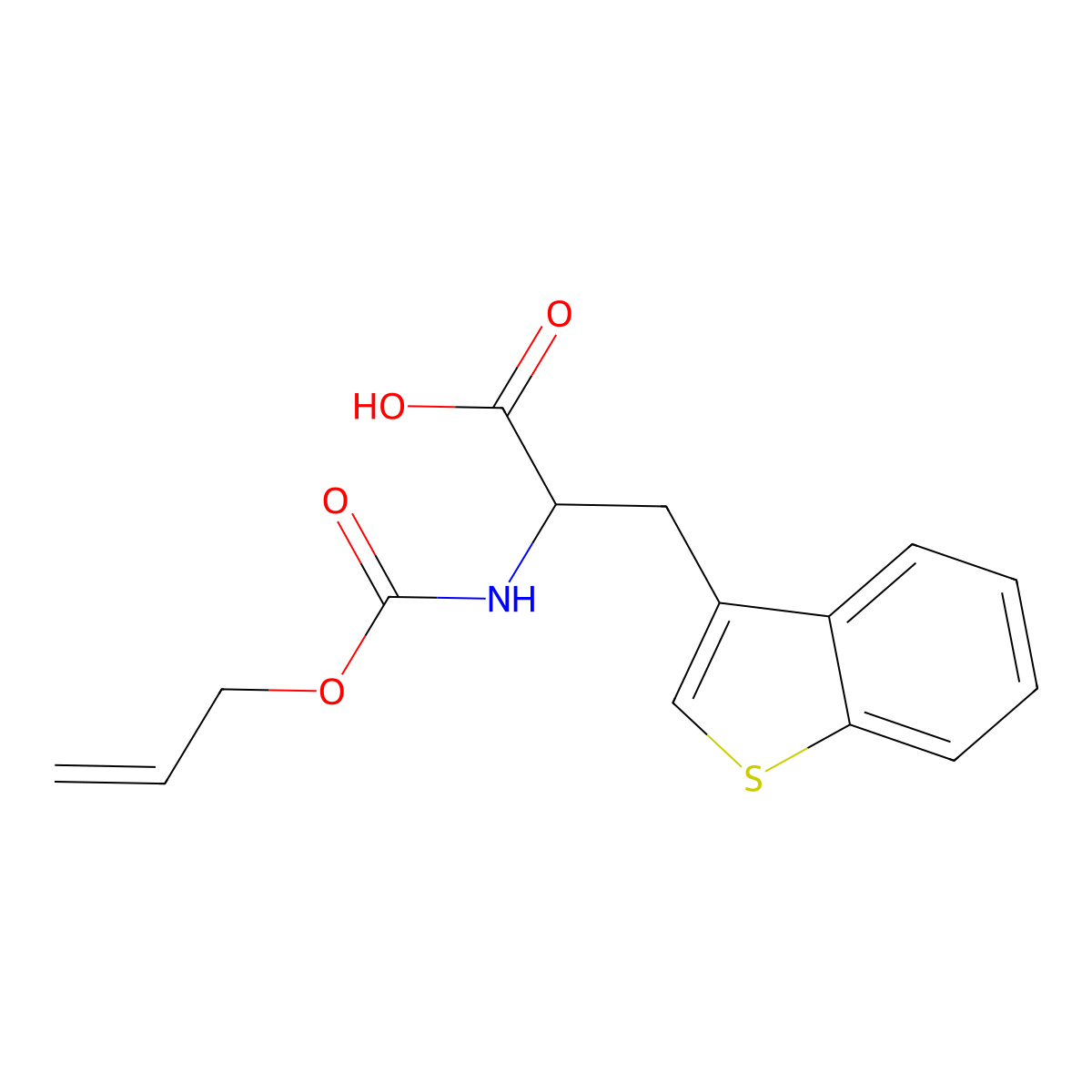 (2R)-3-(1-benzothiophen-3-yl)-2-{[(prop-2-en-1-yloxy)carbonyl]amino}propanoic acid molecular structure, CAS 2763887-55-2