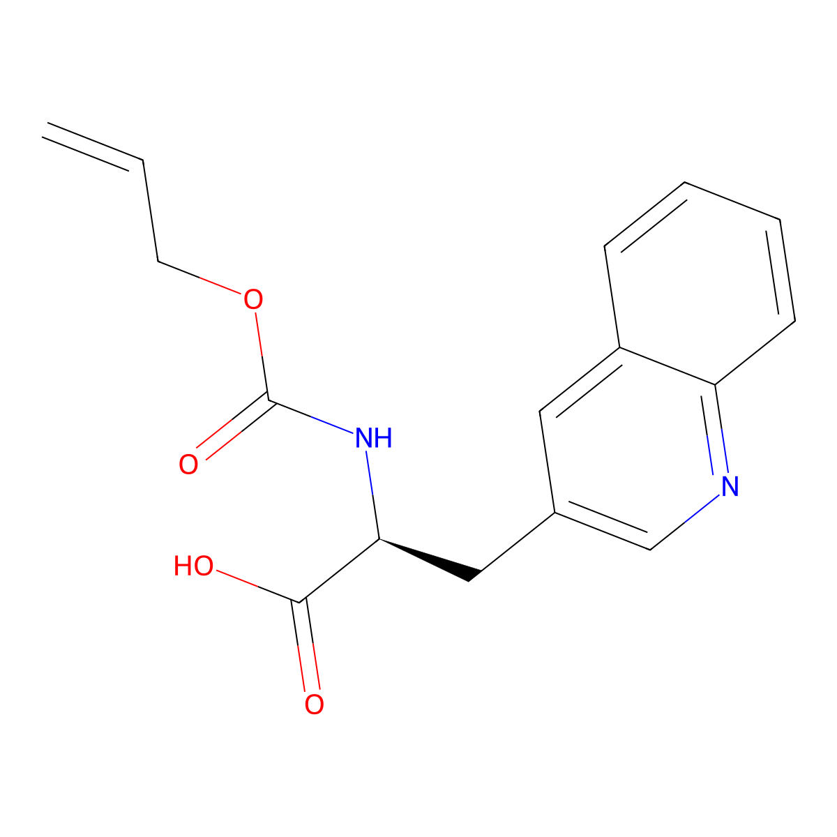(2S)-2-{[(prop-2-en-1-yloxy)carbonyl]amino}-3-(quinolin-3-yl)propanoic acid molecular structure, CAS 2763887-61-0