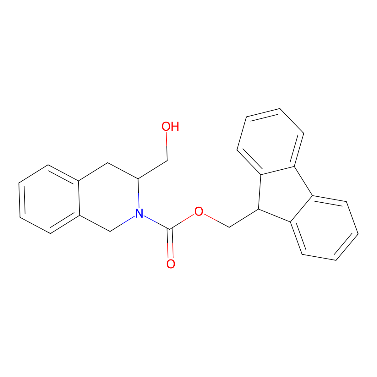 (9H-fluoren-9-yl)methyl (3R)-3-(hydroxymethyl)-1,2,3,4-tetrahydroisoquinoline-2-carboxylate molecular structure, CAS 2763887-64-3