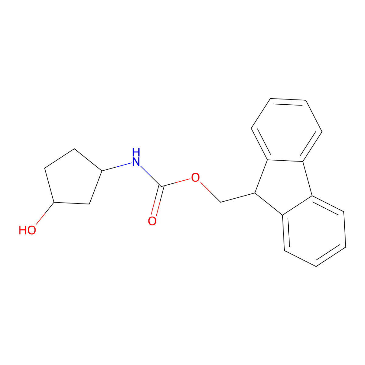 (9H-fluoren-9-yl)methyl N-[(1S,3R)-3-hydroxycyclopentyl]carbamate molecular structure, CAS 2763887-68-7