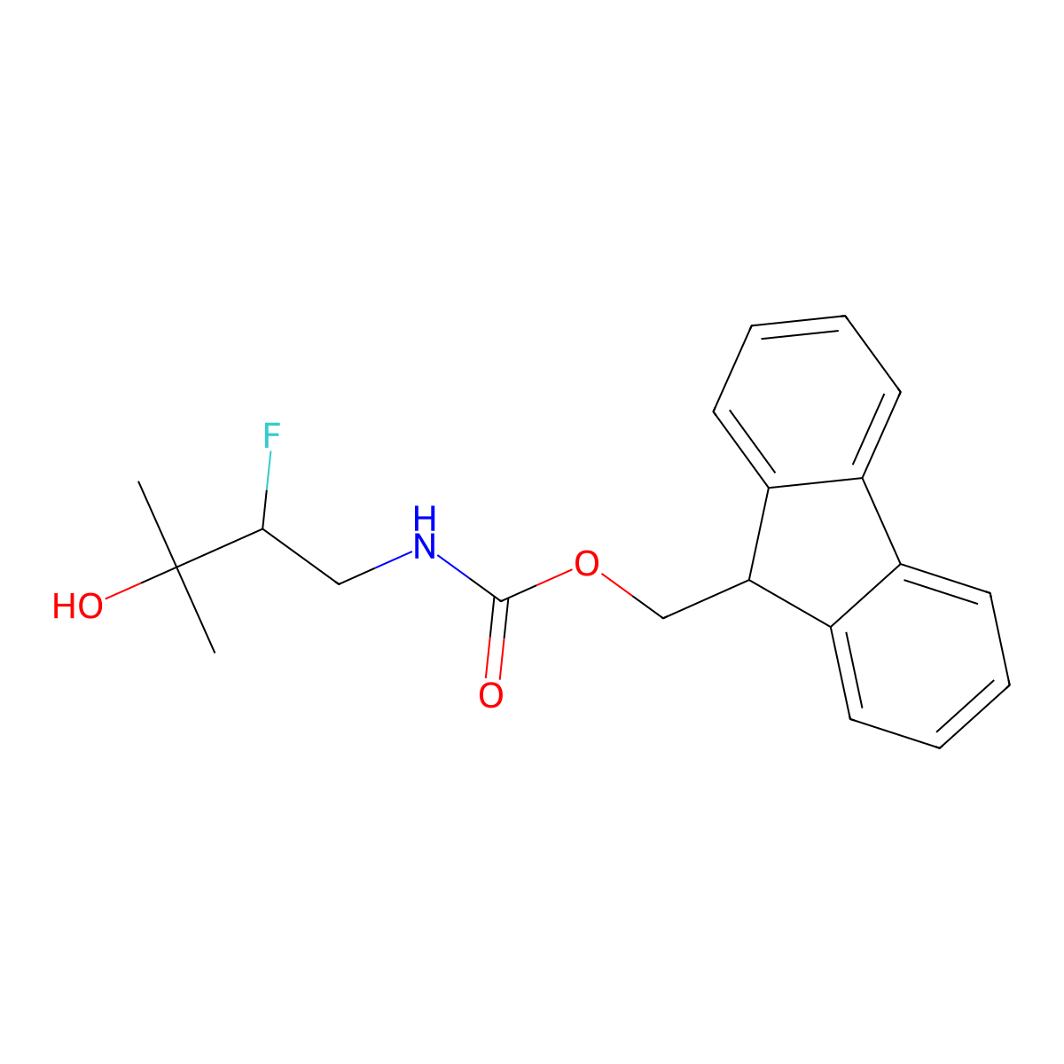 (9H-fluoren-9-yl)methyl N-[(2R)-2-fluoro-3-hydroxy-3-methylbutyl]carbamate molecular structure, CAS 2763888-01-1