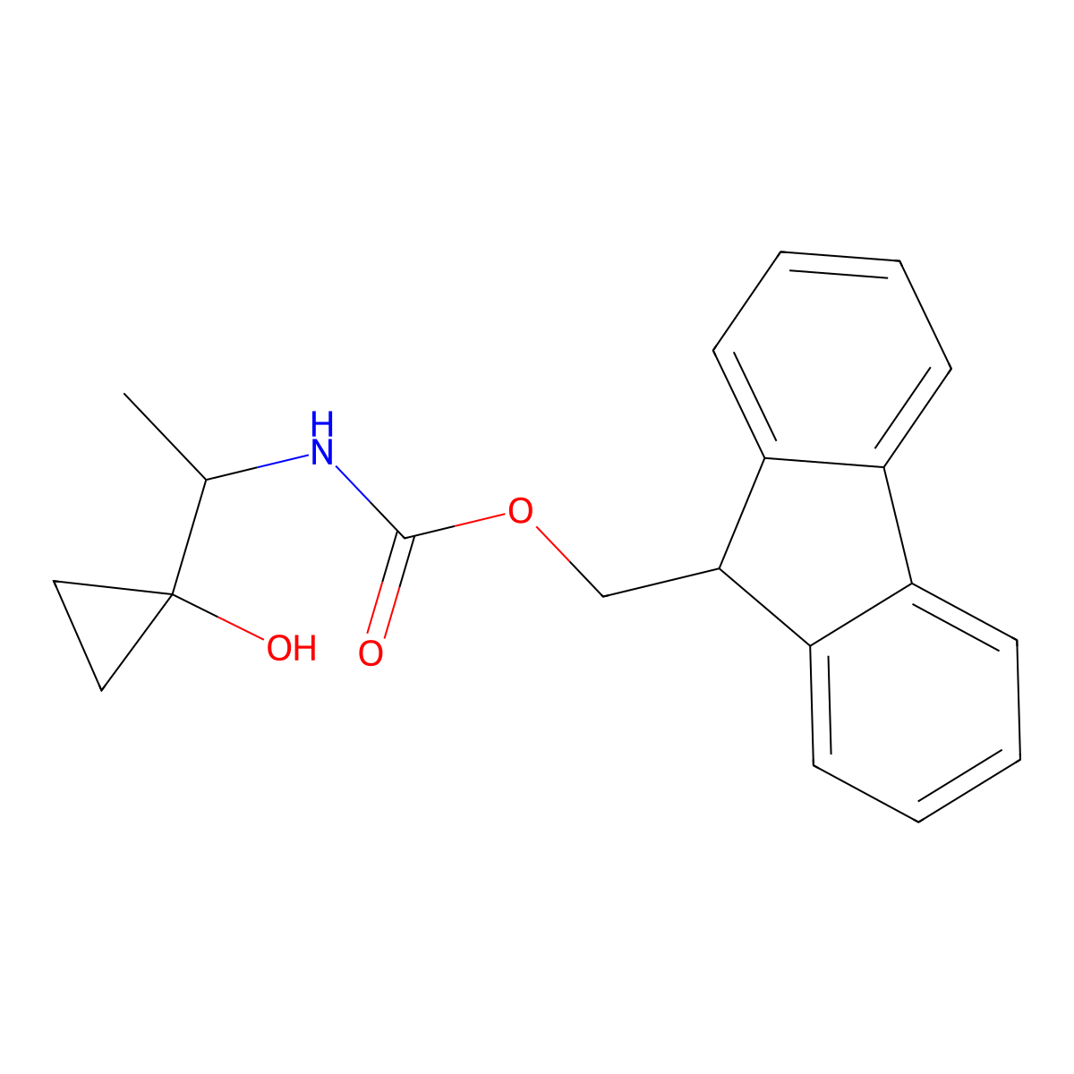 (9H-fluoren-9-yl)methyl N-[(1S)-1-(1-hydroxycyclopropyl)ethyl]carbamate molecular structure, CAS 2763888-02-2