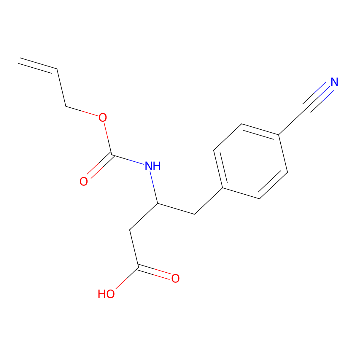 (3S)-4-(4-cyanophenyl)-3-{[(prop-2-en-1-yloxy)carbonyl]amino}butanoic acid molecular structure, CAS 2763888-05-5