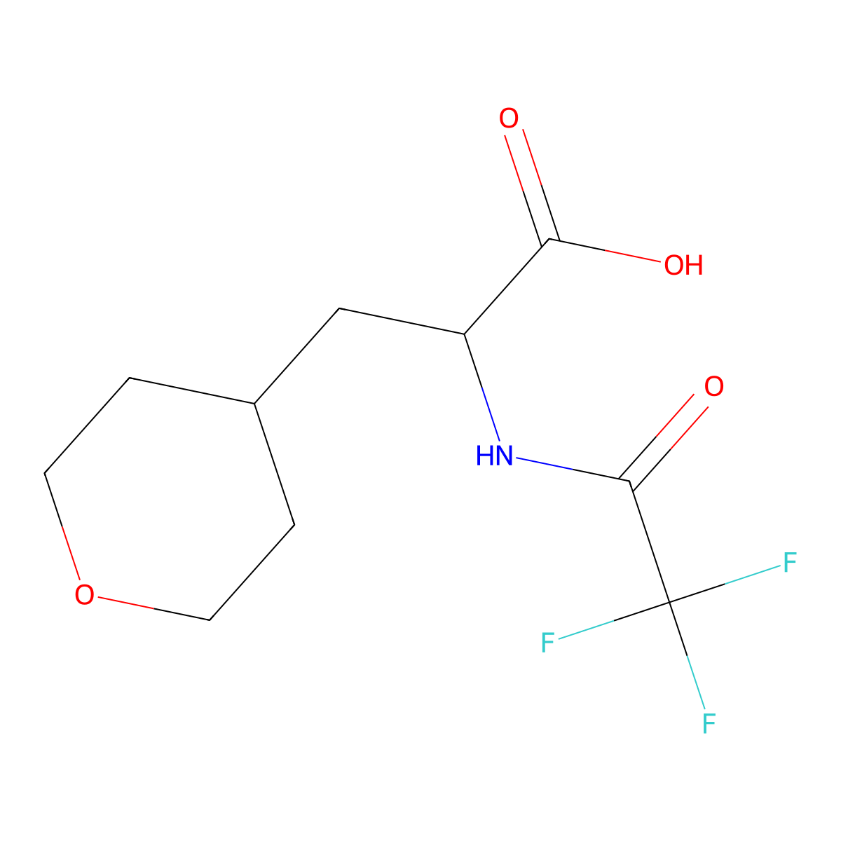 (2R)-3-(oxan-4-yl)-2-(2,2,2-trifluoroacetamido)propanoic acid molecular structure, CAS 2763888-14-6