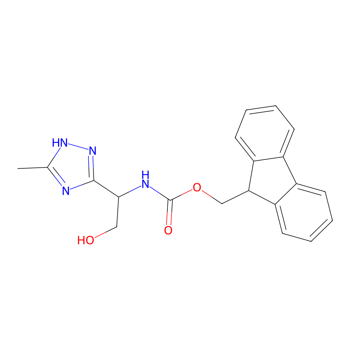 (9H-fluoren-9-yl)methyl N-[(1S)-2-hydroxy-1-(5-methyl-1H-1,2,4-triazol-3-yl)ethyl]carbamate molecular structure, CAS 2763888-15-7