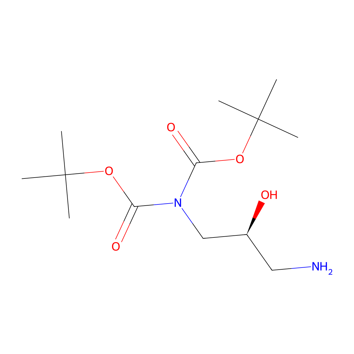 tert-butyl N-[(2S)-3-amino-2-hydroxypropyl]-N-[(tert-butoxy)carbonyl]carbamate molecular structure, CAS 2763888-17-9