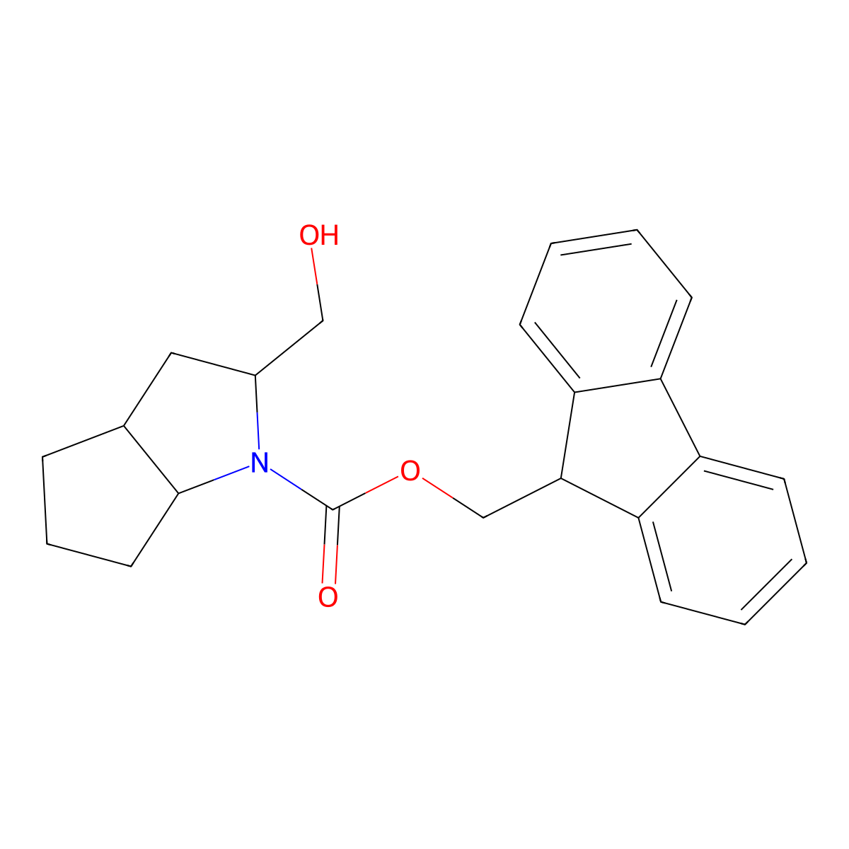 (9H-fluoren-9-yl)methyl (2S,3aS,6aS)-2-(hydroxymethyl)-octahydrocyclopenta[b]pyrrole-1-carboxylate molecular structure, CAS 2763888-23-7