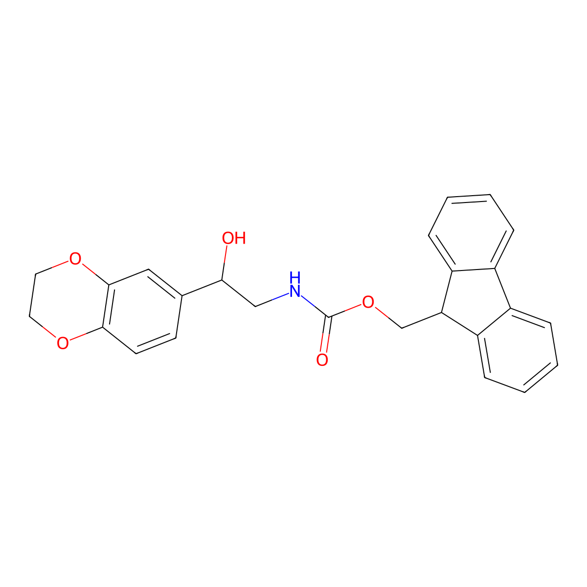 (9H-fluoren-9-yl)methyl N-[(2R)-2-(2,3-dihydro-1,4-benzodioxin-6-yl)-2-hydroxyethyl]carbamate molecular structure, CAS 2763888-26-0