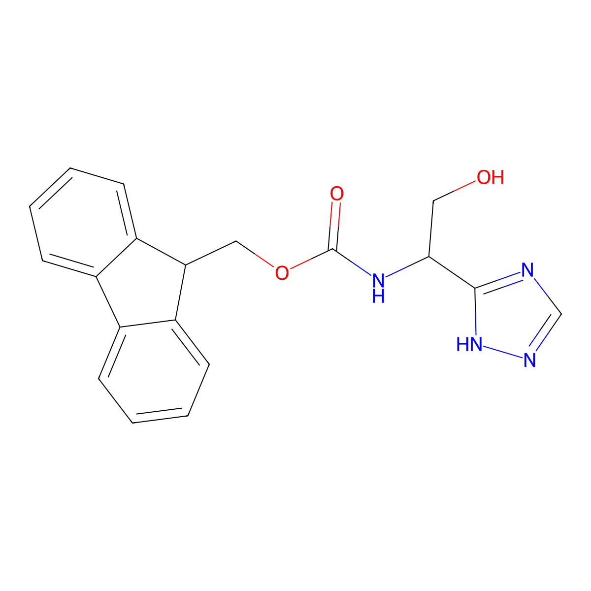 (9H-fluoren-9-yl)methyl N-[(1S)-2-hydroxy-1-(1H-1,2,4-triazol-3-yl)ethyl]carbamate molecular structure, CAS 2763888-28-2