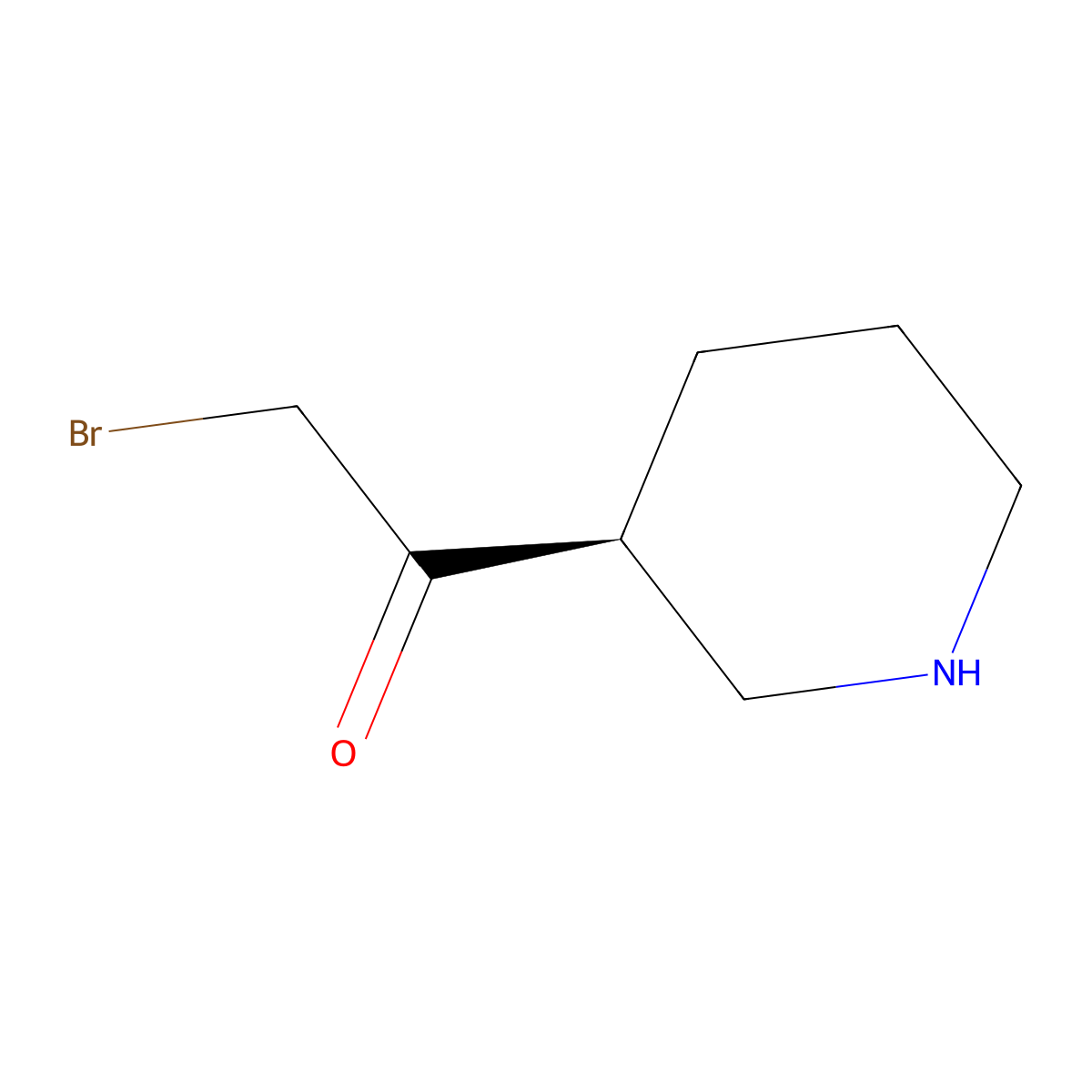 2-bromo-1-[(3S)-piperidin-3-yl]ethan-1-one molecular structure, CAS 2763888-30-6