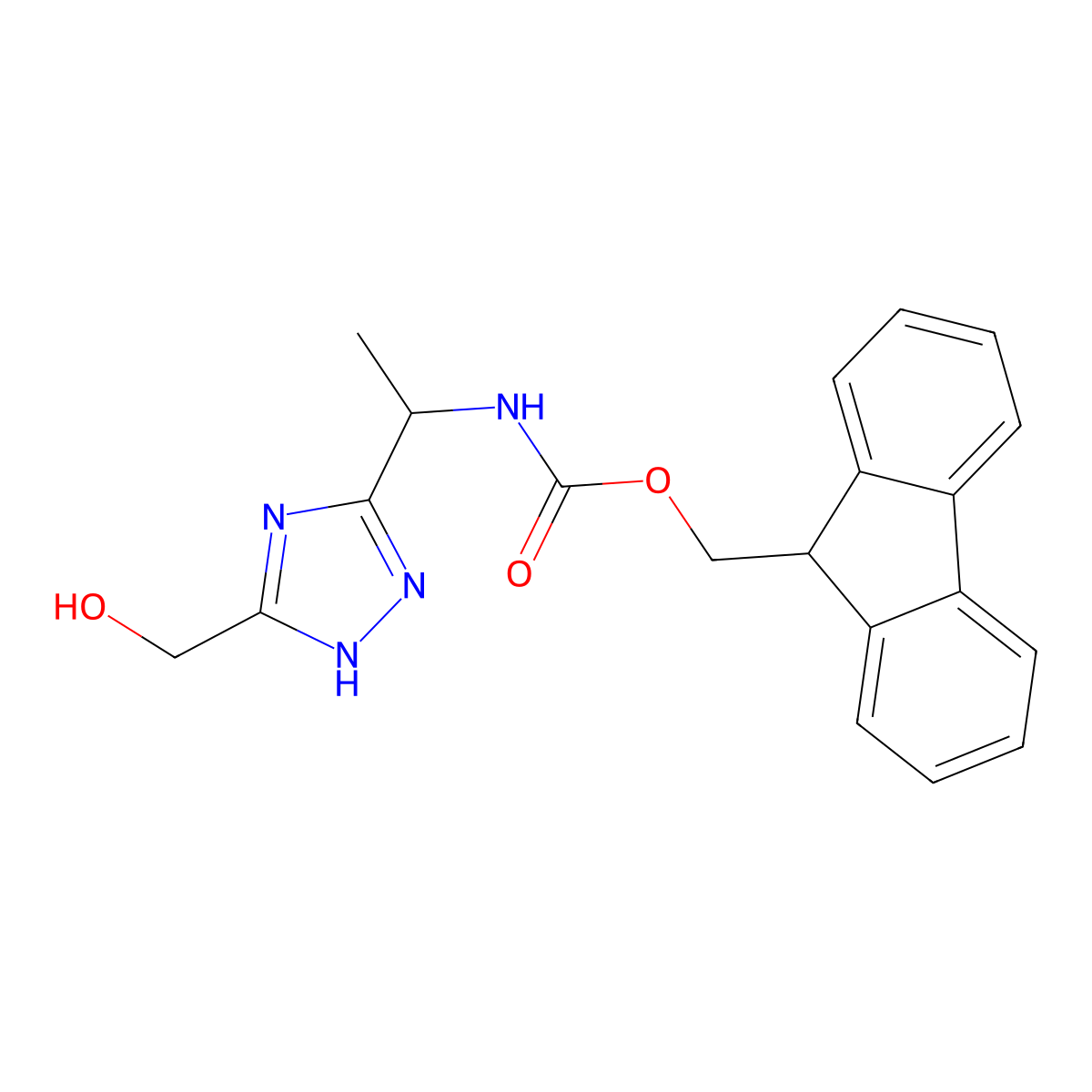 (9H-fluoren-9-yl)methyl N-[(1S)-1-[5-(hydroxymethyl)-1H-1,2,4-triazol-3-yl]ethyl]carbamate molecular structure, CAS 2763888-55-5