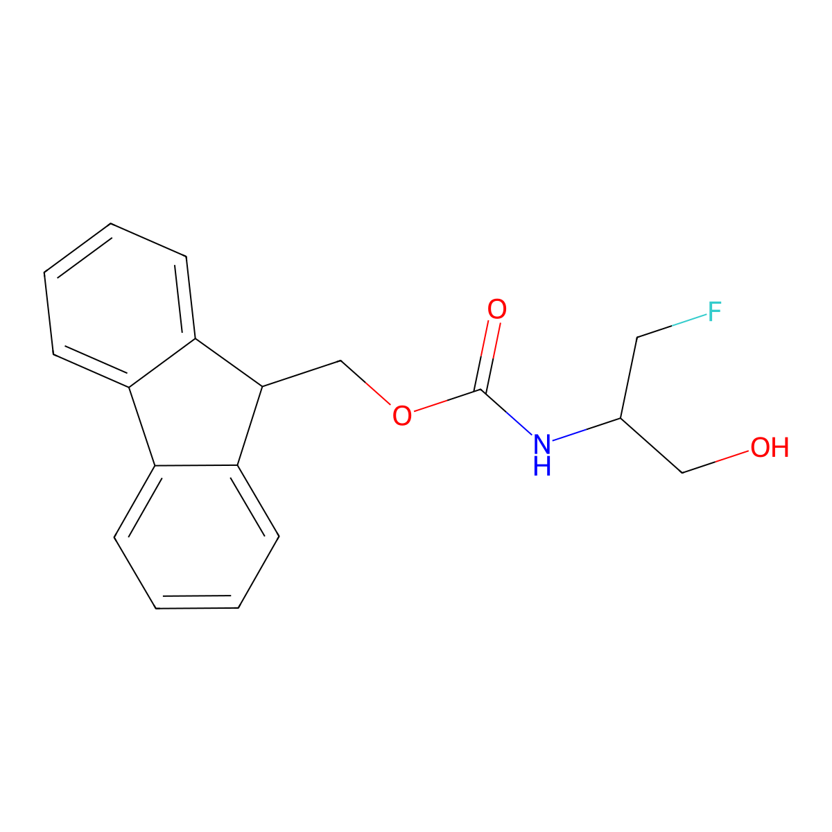 (9H-fluoren-9-yl)methyl N-[(2R)-1-fluoro-3-hydroxypropan-2-yl]carbamate molecular structure, CAS 2763888-57-7