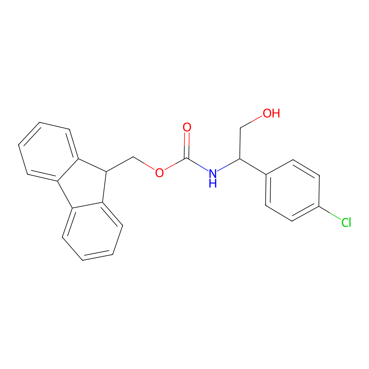 (9H-fluoren-9-yl)methyl N-[(1R)-1-(4-chlorophenyl)-2-hydroxyethyl]carbamate molecular structure, CAS 2763888-67-9