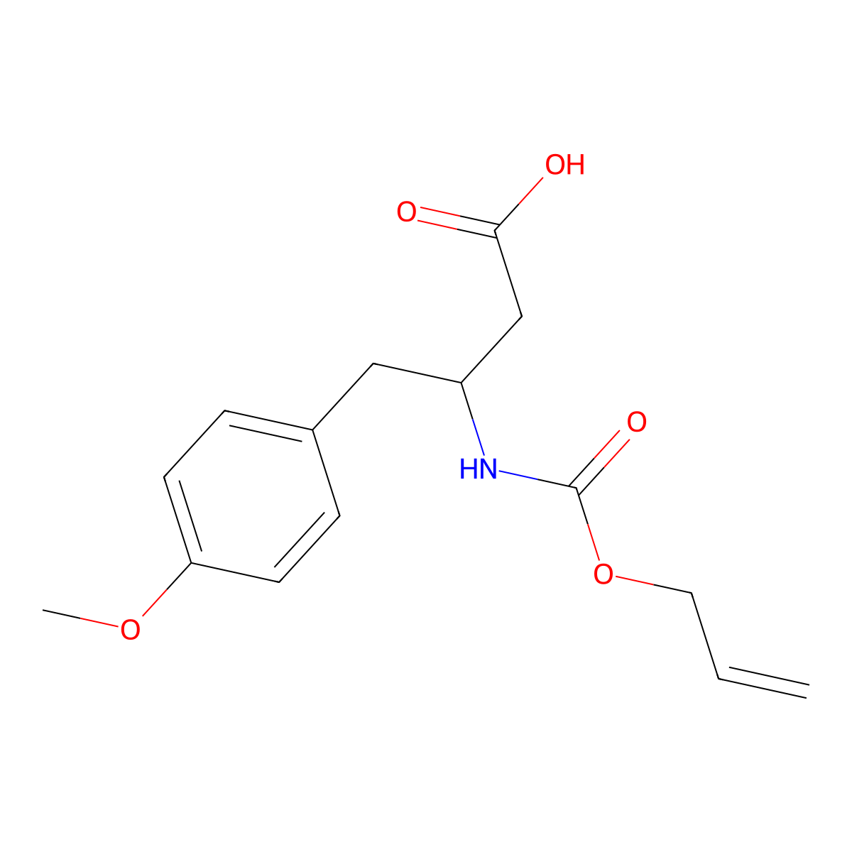 (3R)-4-(4-methoxyphenyl)-3-{[(prop-2-en-1-yloxy)carbonyl]amino}butanoic acid molecular structure, CAS 2763888-81-7