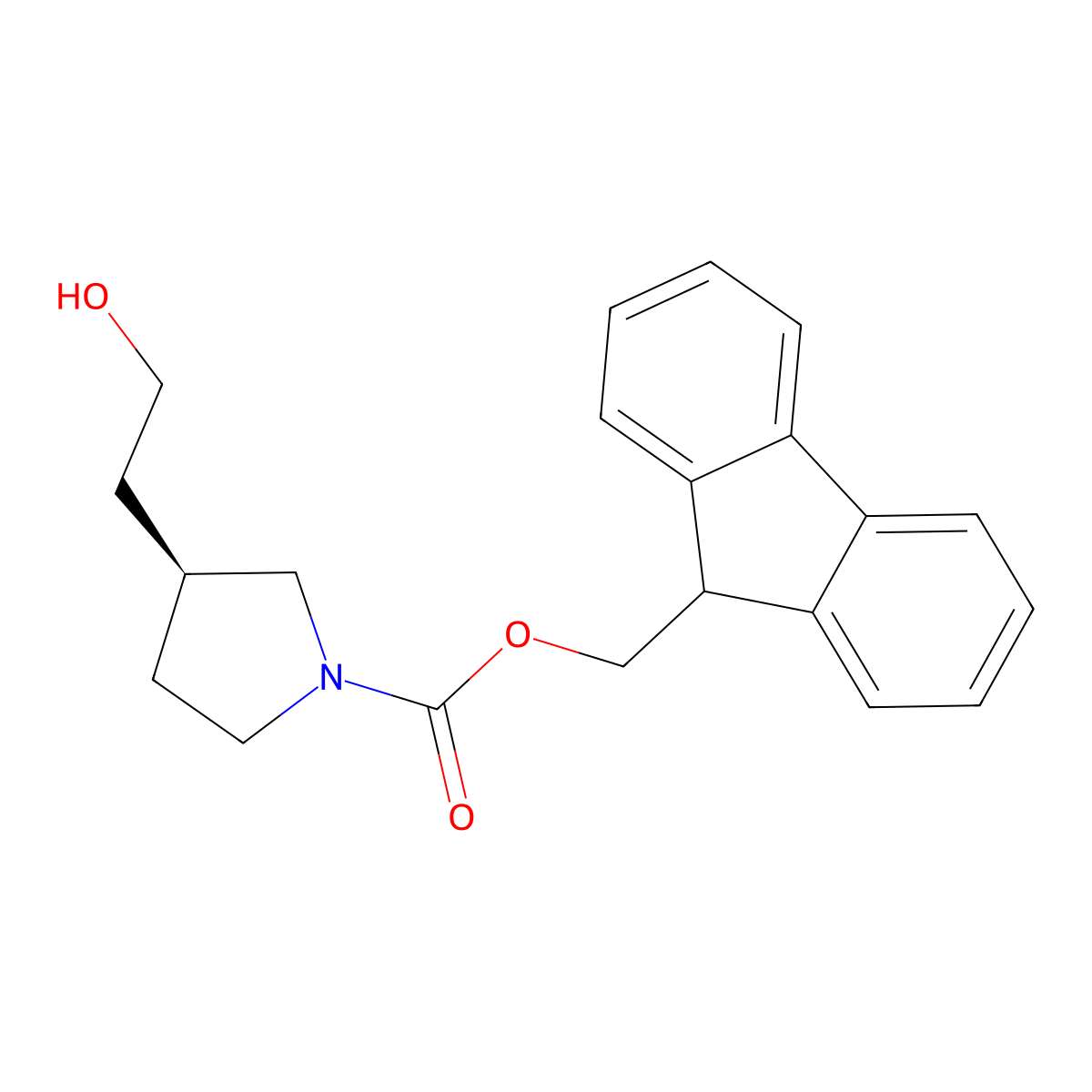 (9H-fluoren-9-yl)methyl (3S)-3-(2-hydroxyethyl)pyrrolidine-1-carboxylate molecular structure, CAS 2763888-83-9