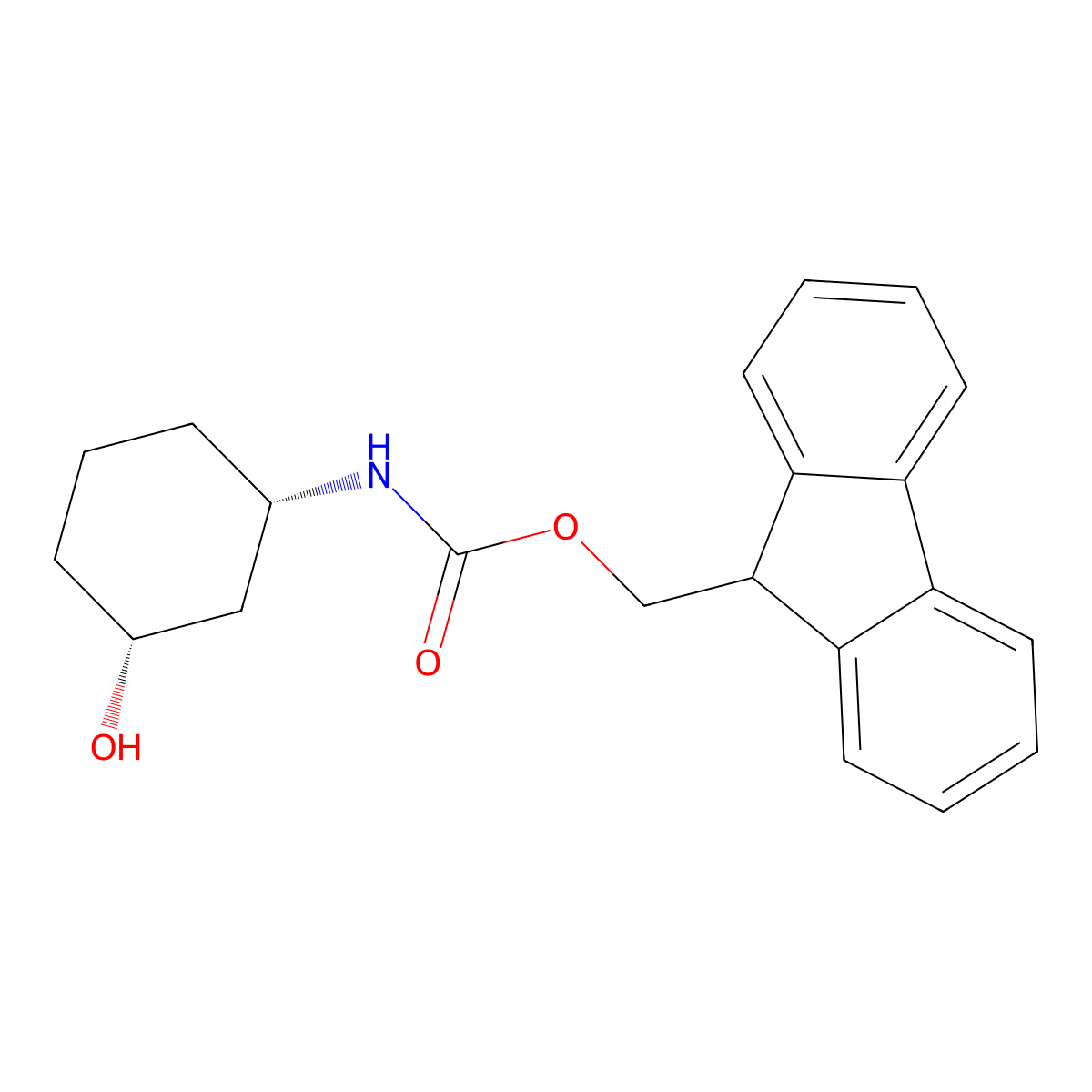 (9H-fluoren-9-yl)methyl N-[(1S,3R)-3-hydroxycyclohexyl]carbamate molecular structure, CAS 2763888-88-4
