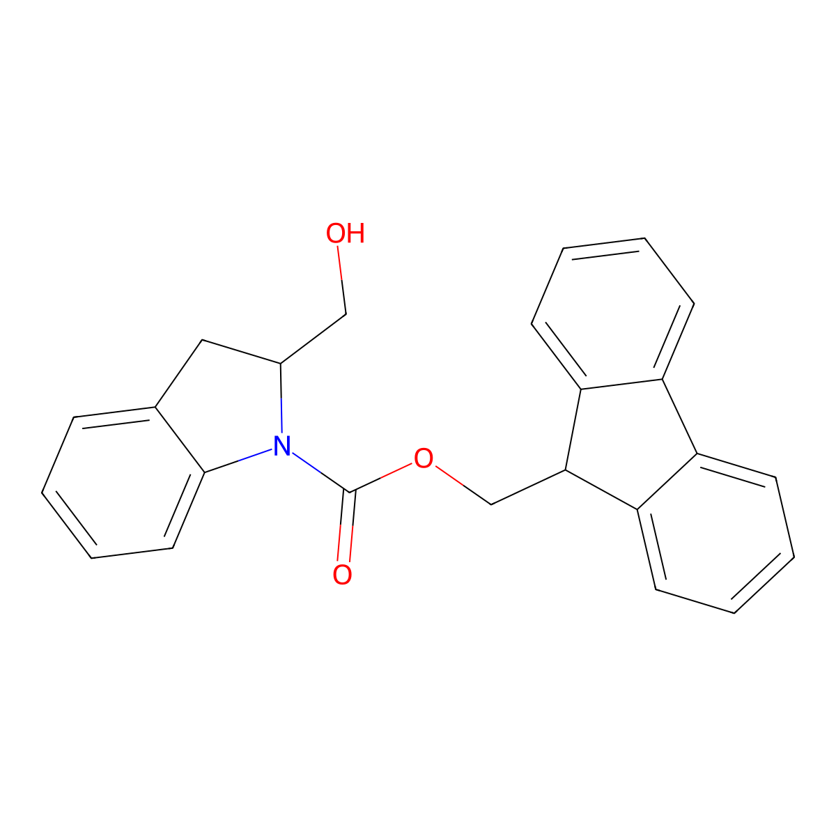 (9H-fluoren-9-yl)methyl (2S)-2-(hydroxymethyl)-2,3-dihydro-1H-indole-1-carboxylate molecular structure, CAS 2763889-87-6