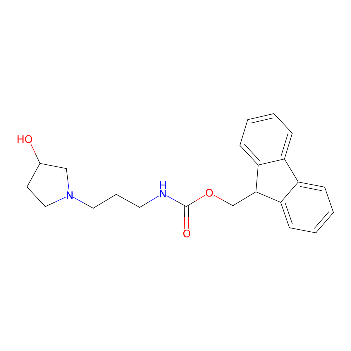 (9H-fluoren-9-yl)methyl N-{3-[(3R)-3-hydroxypyrrolidin-1-yl]propyl}carbamate molecular structure, CAS 2763890-05-5