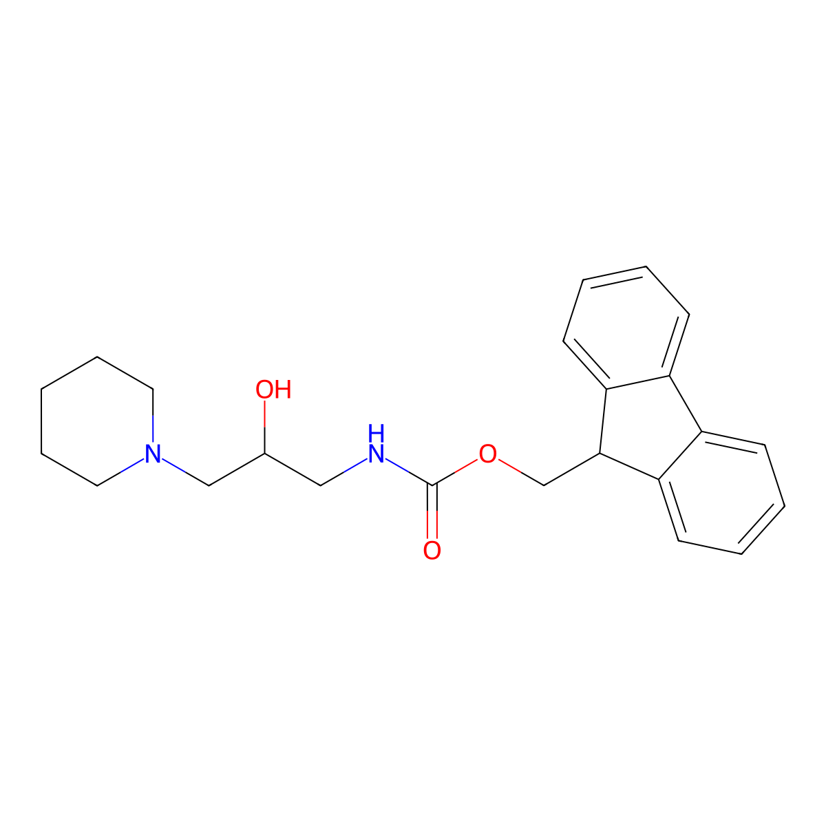 (9H-fluoren-9-yl)methyl N-[(2S)-2-hydroxy-3-(piperidin-1-yl)propyl]carbamate molecular structure, CAS 2763890-15-7