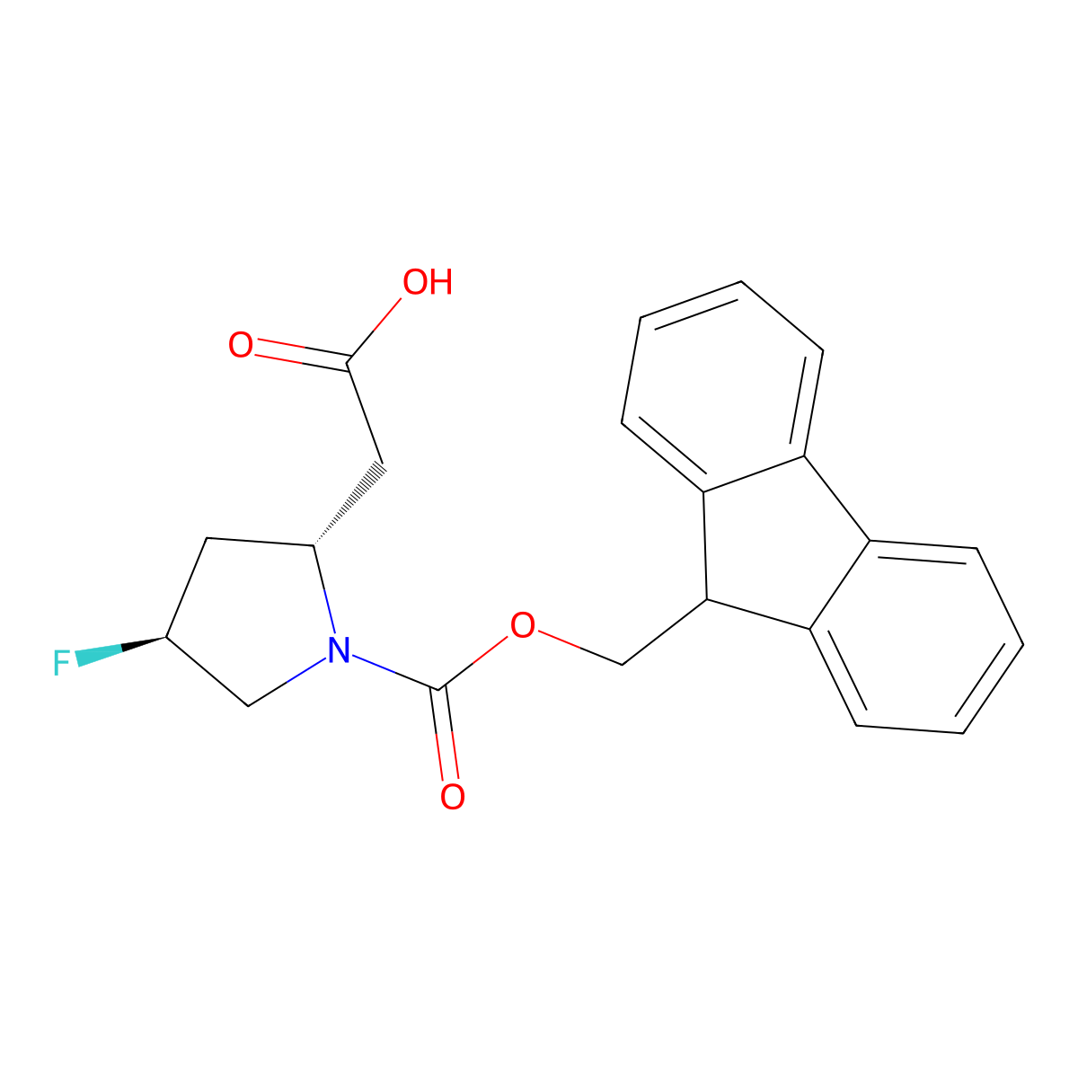 2-[(2S,4S)-1-{[(9H-fluoren-9-yl)methoxy]carbonyl}-4-fluoropyrrolidin-2-yl]acetic acid molecular structure, CAS 2763890-26-0