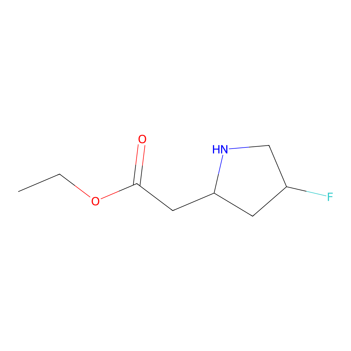 ethyl 2-[(2S,4S)-4-fluoropyrrolidin-2-yl]acetate molecular structure, CAS 2763890-50-0