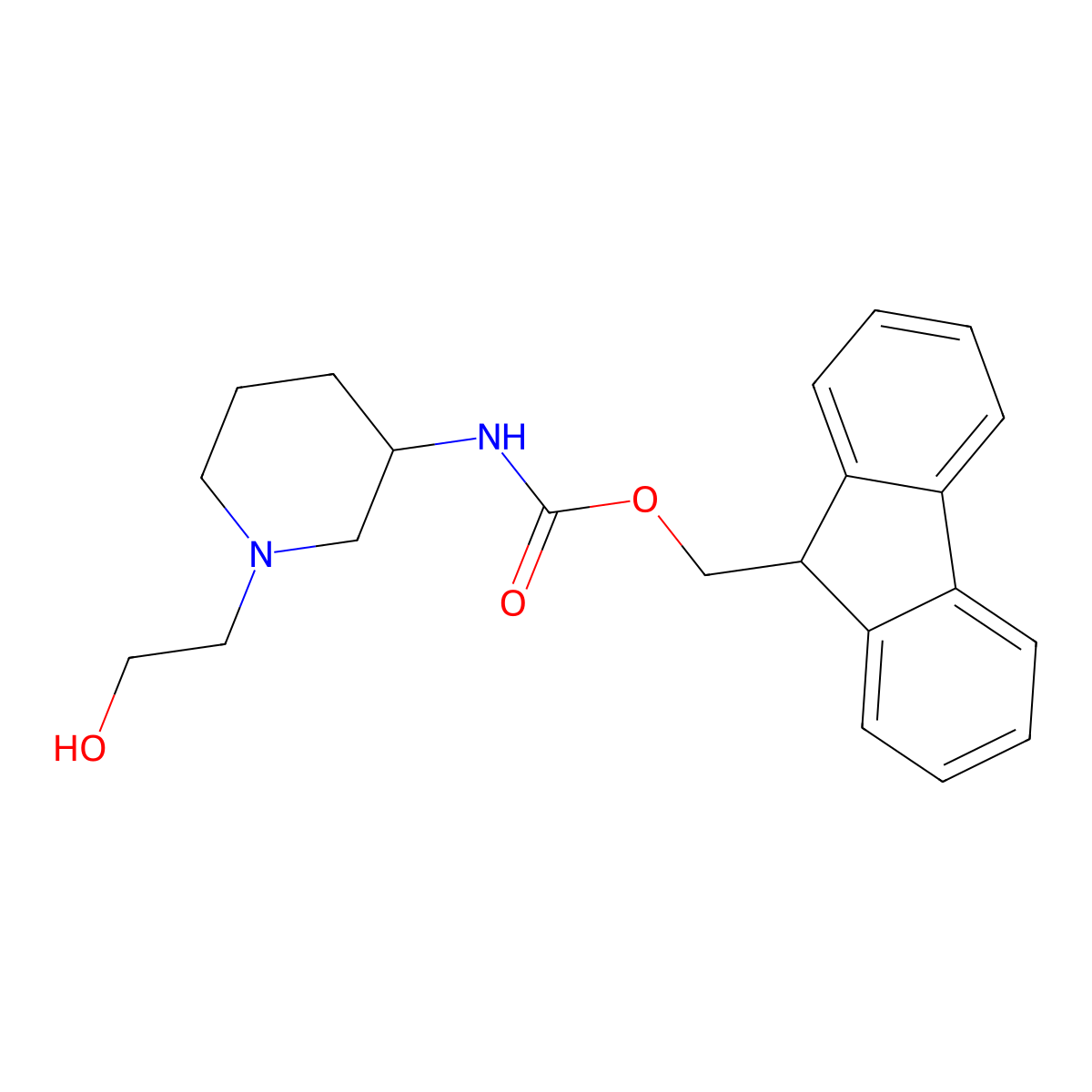 (9H-fluoren-9-yl)methyl N-[(3R)-1-(2-hydroxyethyl)piperidin-3-yl]carbamate molecular structure, CAS 2763890-56-6