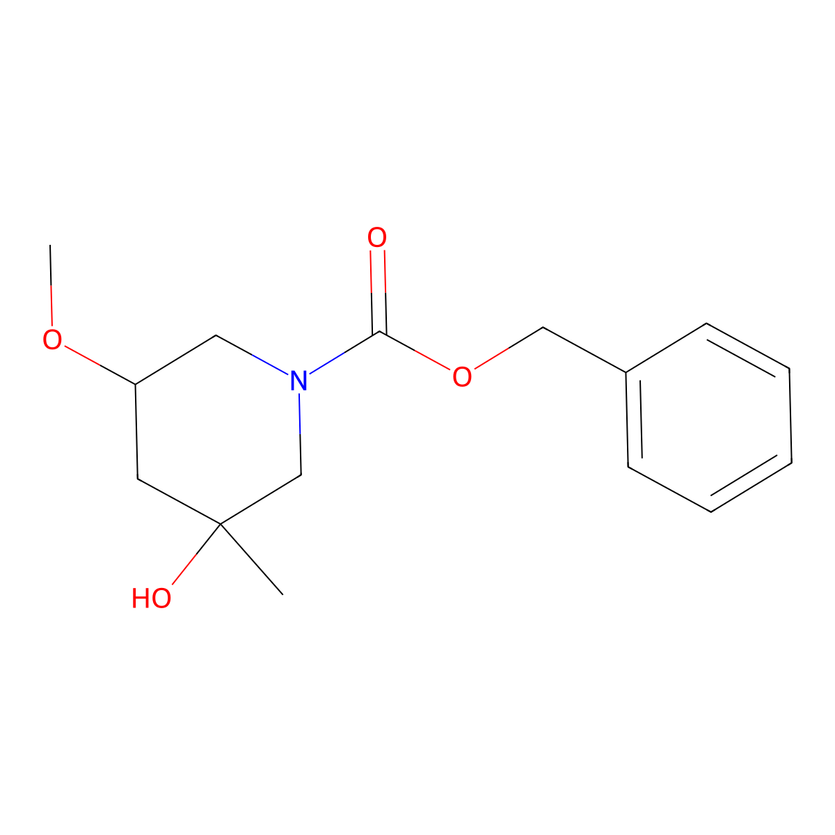 benzyl (3R,5S)-3-hydroxy-5-methoxy-3-methylpiperidine-1-carboxylate molecular structure, CAS 2763890-57-7
