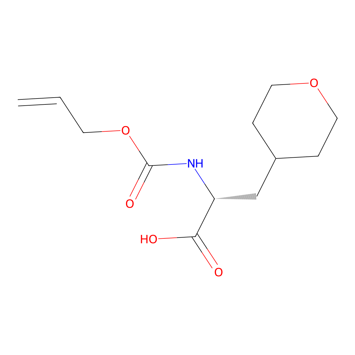 (2R)-3-(oxan-4-yl)-2-{[(prop-2-en-1-yloxy)carbonyl]amino}propanoic acid molecular structure, CAS 2763890-59-9