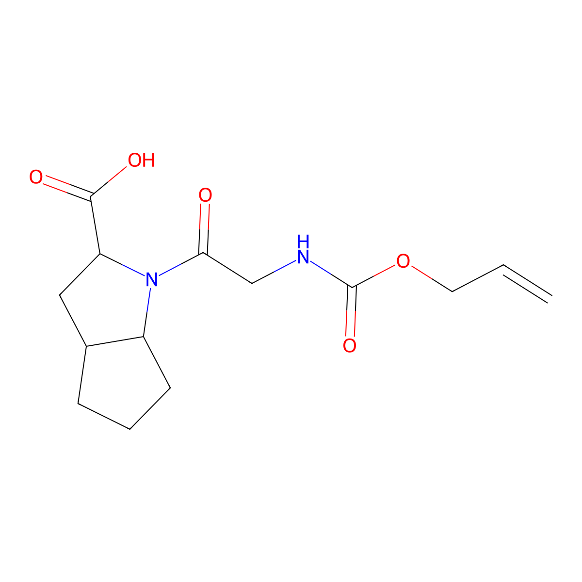 (2S,3aS,6aS)-1-(2-{[(prop-2-en-1-yloxy)carbonyl]amino}acetyl)-octahydrocyclopenta[b]pyrrole-2-carboxylic acid molecular structure, CAS 2763890-73-7