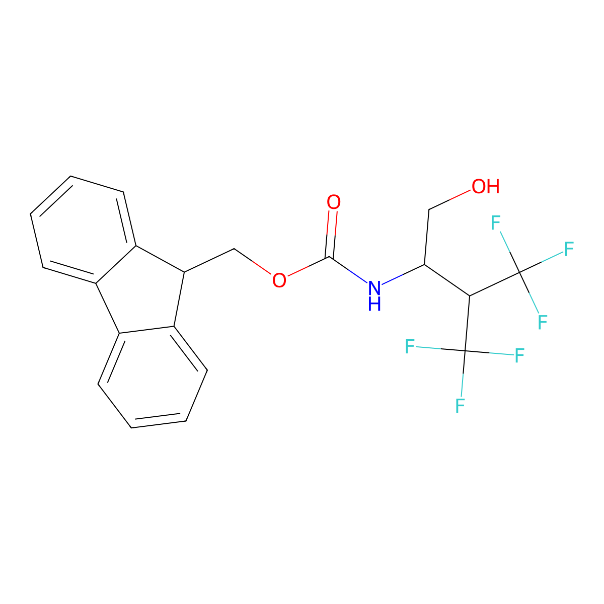 (9H-fluoren-9-yl)methyl N-[(2S)-4,4,4-trifluoro-1-hydroxy-3-(trifluoromethyl)butan-2-yl]carbamate molecular structure, CAS 2763891-00-3