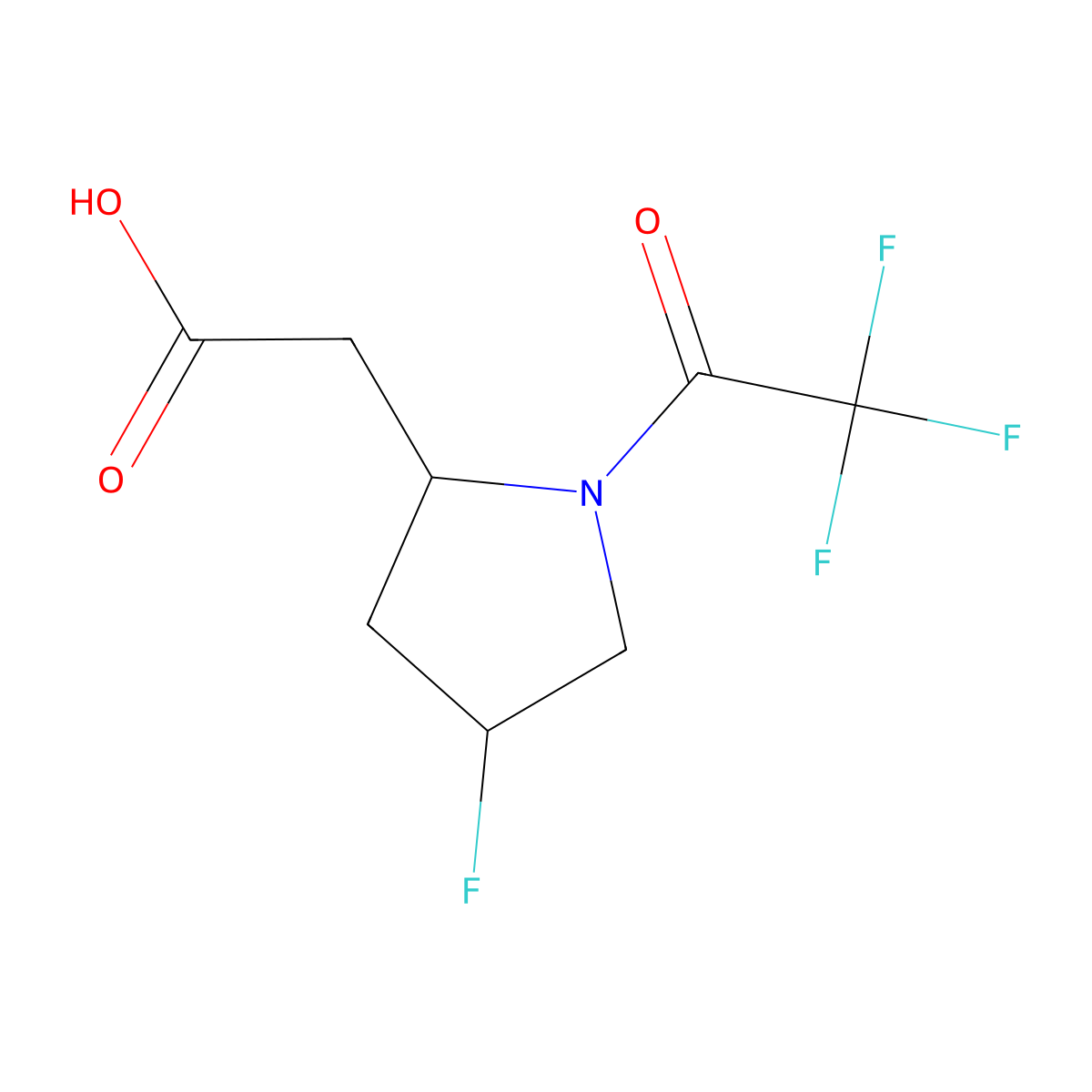 2-[(2S,4S)-4-fluoro-1-(2,2,2-trifluoroacetyl)pyrrolidin-2-yl]acetic acid molecular structure, CAS 2763891-05-8