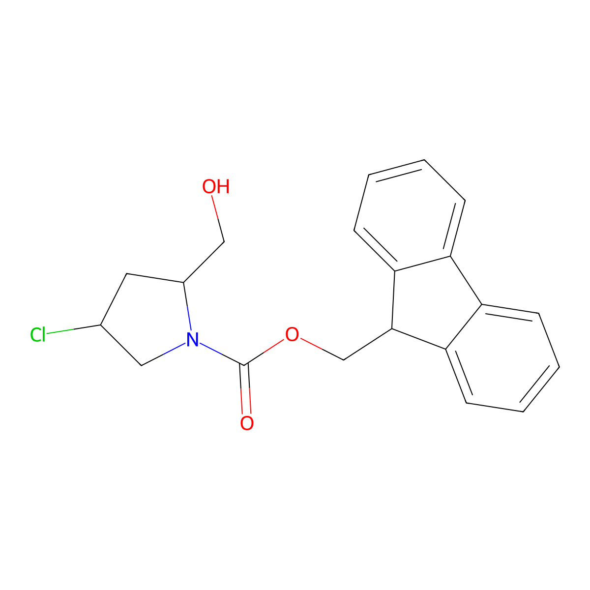 (9H-fluoren-9-yl)methyl (2S,4S)-4-chloro-2-(hydroxymethyl)pyrrolidine-1-carboxylate molecular structure, CAS 2763891-09-2