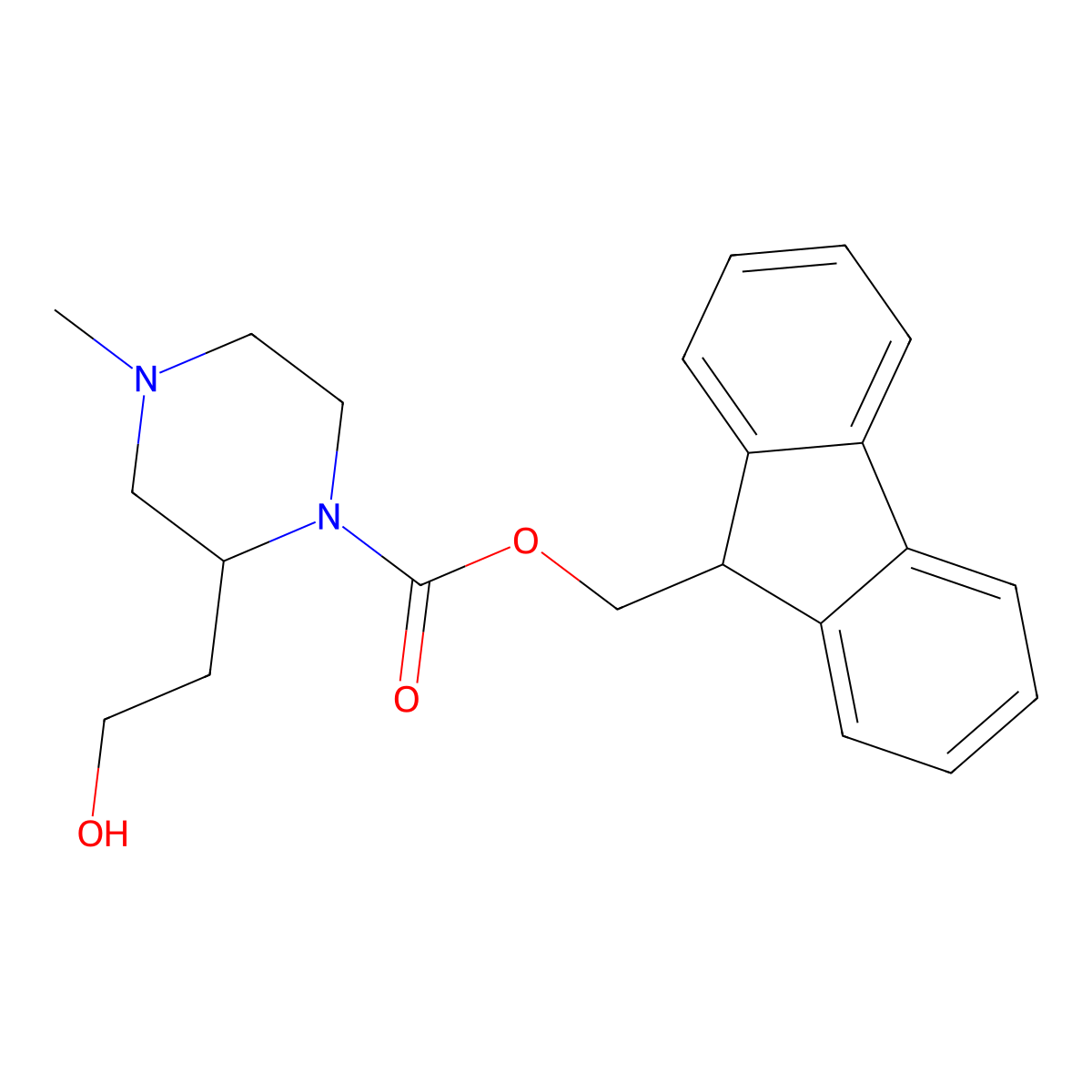 (9H-fluoren-9-yl)methyl (2S)-2-(2-hydroxyethyl)-4-methylpiperazine-1-carboxylate molecular structure, CAS 2763891-36-5