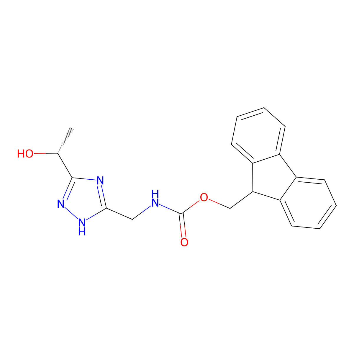 (9H-fluoren-9-yl)methyl N-({3-[(1R)-1-hydroxyethyl]-1H-1,2,4-triazol-5-yl}methyl)carbamate molecular structure, CAS 2763891-37-6