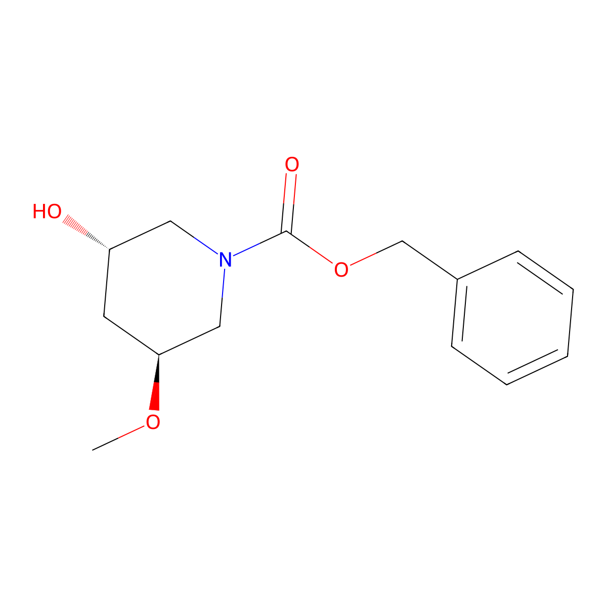 benzyl (3S,5S)-3-hydroxy-5-methoxypiperidine-1-carboxylate molecular structure, CAS 2763891-40-1