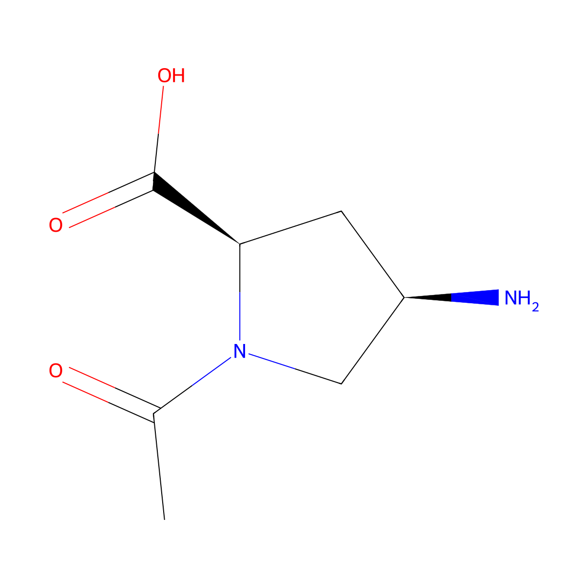 (2R,4R)-1-acetyl-4-aminopyrrolidine-2-carboxylic acid molecular structure, CAS 2763891-42-3