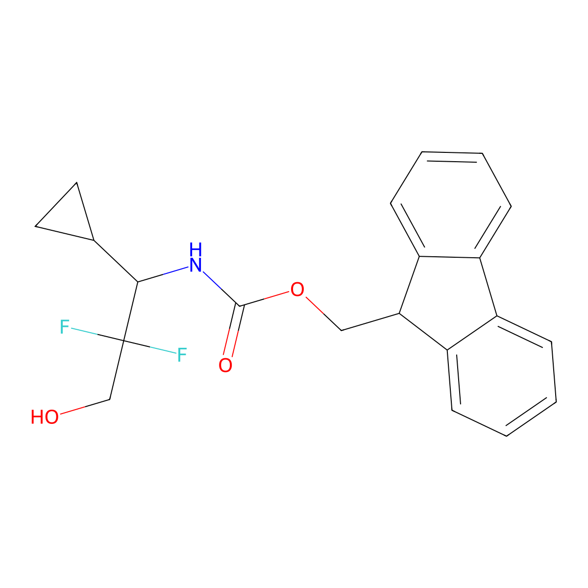 (9H-fluoren-9-yl)methyl N-[(1S)-1-cyclopropyl-2,2-difluoro-3-hydroxypropyl]carbamate molecular structure, CAS 2763891-46-7